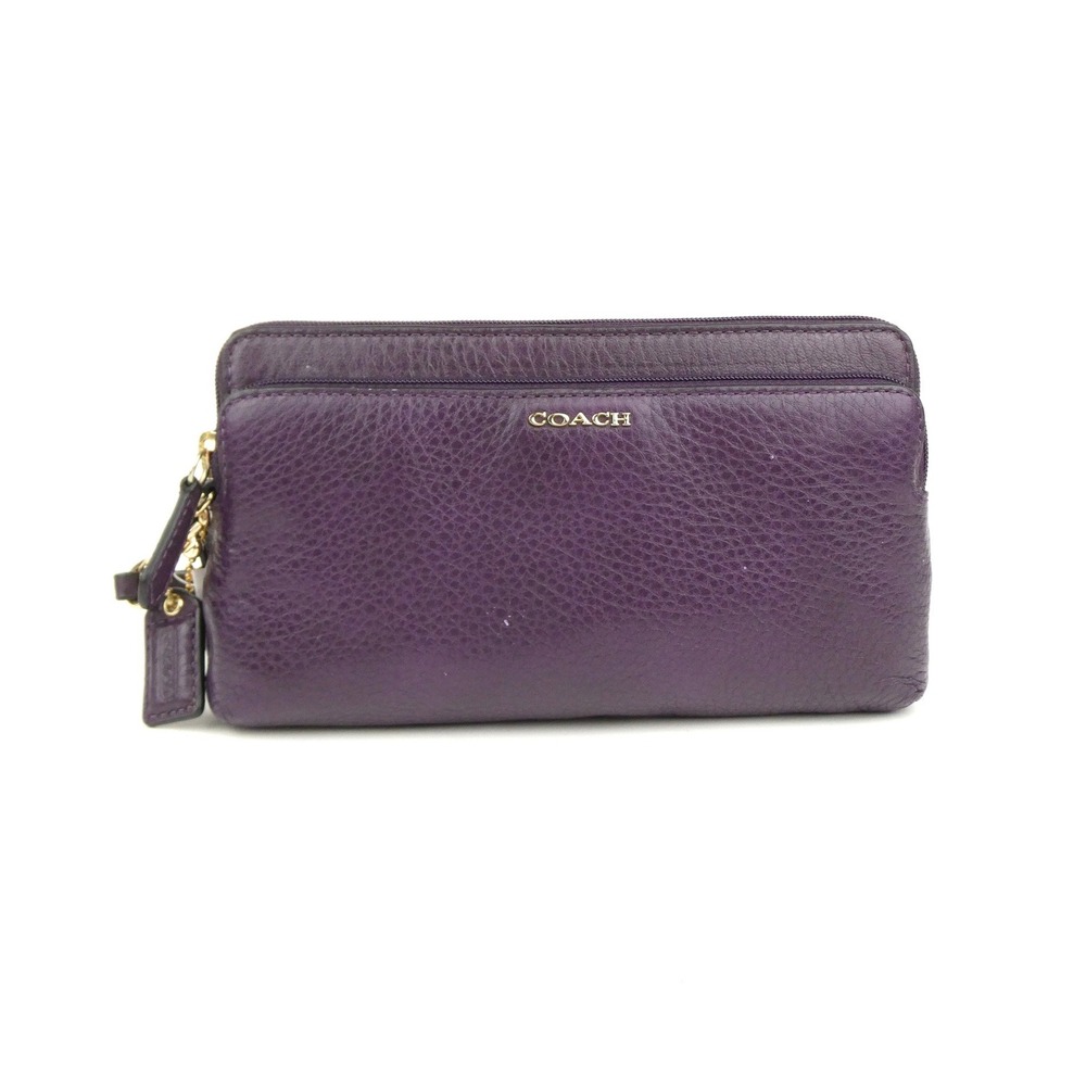 Coach Madison Black Violet Leather Double Zip Wallet Wristlet 50468